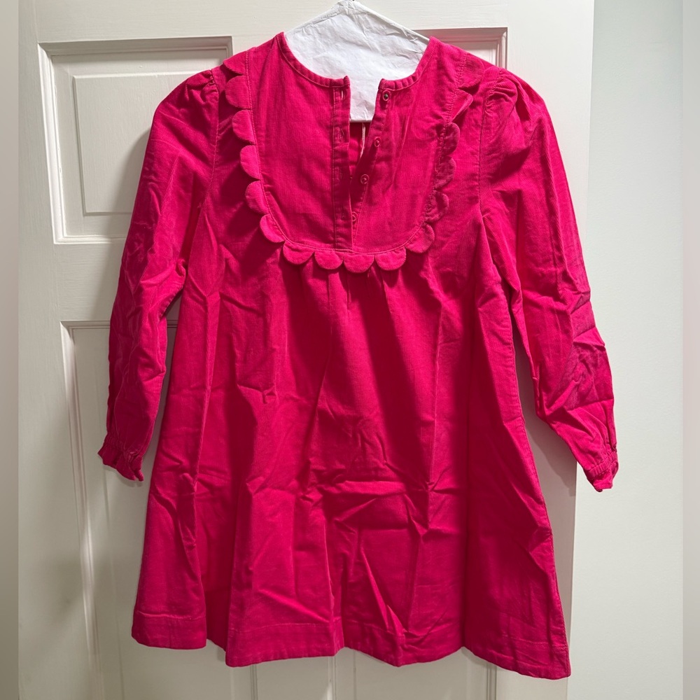 Mini Boden Nora Scallop Dress in bright pink